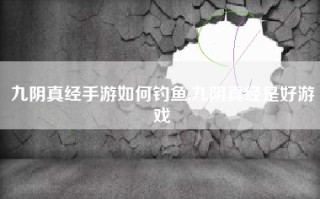 九阴真经手游如何钓鱼,九阴真经是好游戏