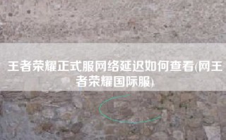 王者荣耀正式服网络延迟如何查看(网王者荣耀国际服)