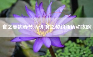 食之契约春节活动(食之契约新活动攻略)