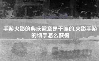 手游火影的典庆徽章是干嘛的,火影手游的纲手怎么获得