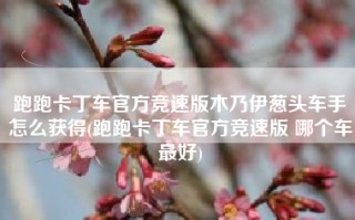 跑跑卡丁车官方竞速版木乃伊葱头车手怎么获得(跑跑卡丁车官方竞速版 哪个车最好)