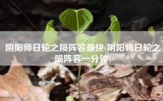 阴阳师日轮之陨阵容最快(阴阳师日轮之陨阵容一分钟)