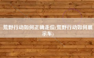 荒野行动如何正确走位(荒野行动如何展示车)