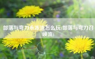 部落与弯刀永冻流怎么玩(部落与弯刀召唤流)
