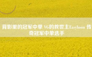 背影里的冠军中单 VG的救世主Easyhoon 传奇冠军中单选手