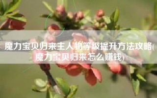 魔力宝贝归来主人物等级提升方法攻略(魔力宝贝归来怎么赚钱)