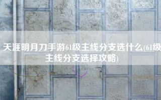天涯明月刀手游61级主线分支选什么(61级主线分支选择攻略)