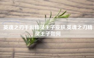 英魂之刃手游精灵王子皮肤,英魂之刃精灵王子如何