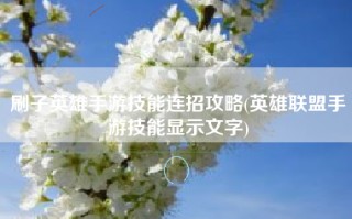 刷子英雄手游技能连招攻略(英雄联盟手游技能显示文字)