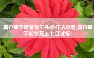 奥拉星手游智慧王头像打法攻略(奥拉星手游智慧王七日试炼)