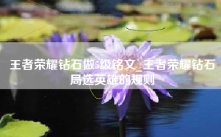 王者荣耀钻石做5级铭文_王者荣耀钻石局选英雄的规则