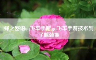 蜂之密语qq飞车手游,qq飞车手游技术到了瓶颈期