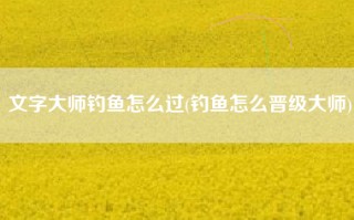 文字大师钓鱼怎么过(钓鱼怎么晋级大师)