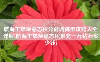 航海王燃烧意志积分商城阵型攻略大全详解(航海王燃烧意志积累充一万钻石多少钱)