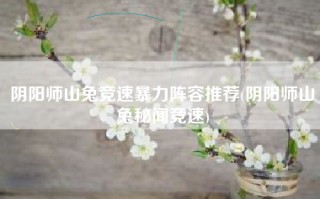 阴阳师山兔竞速暴力阵容推荐(阴阳师山兔秘闻竞速)