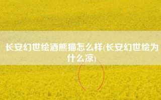 长安幻世绘酒熊猫怎么样(长安幻世绘为什么凉)