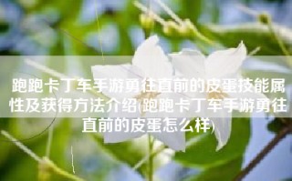 跑跑卡丁车手游勇往直前的皮蛋技能属性及获得方法介绍(跑跑卡丁车手游勇往直前的皮蛋怎么样)