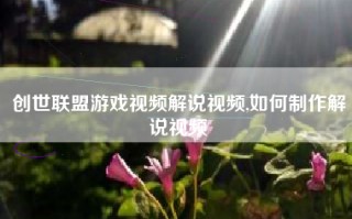 创世联盟游戏视频解说视频,如何制作解说视频