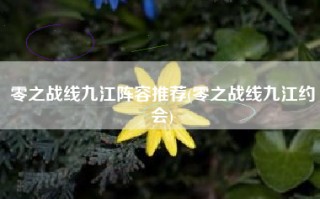 零之战线九江阵容推荐(零之战线九江约会)