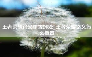 王者荣耀铭文重置坏处_王者荣耀铭文怎么重置