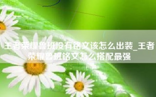 王者荣耀鲁班没有铭文该怎么出装_王者荣耀鲁班铭文怎么搭配最强