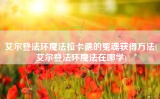 艾尔登法环魔法拉卡德的冤魂获得方法(艾尔登法环魔法在哪学)