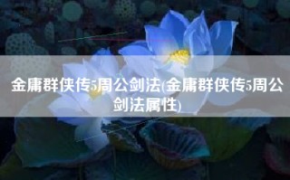 金庸群侠传5周公剑法(金庸群侠传5周公剑法属性)