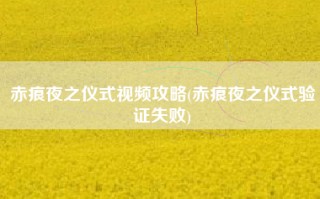 赤痕夜之仪式视频攻略(赤痕夜之仪式验证失败)