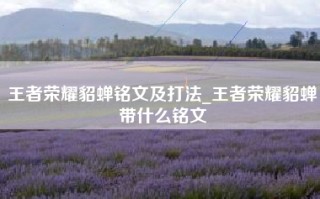 王者荣耀貂蝉铭文及打法_王者荣耀貂蝉带什么铭文