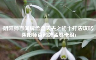 阴阳师百闻牌孟婆失去之物十打法攻略(阴阳师百闻牌孟婆卡组)