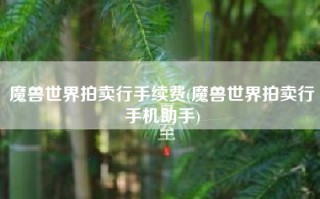 魔兽世界拍卖行手续费(魔兽世界拍卖行手机助手)