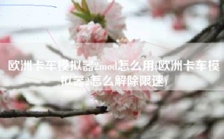 欧洲卡车模拟器2mod怎么用(欧洲卡车模拟器2怎么解除限速)