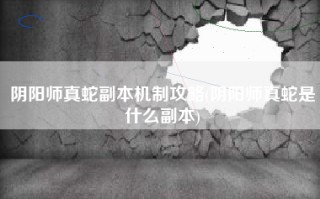 阴阳师真蛇副本机制攻略(阴阳师真蛇是什么副本)