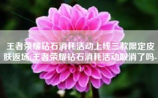 王者荣耀钻石消耗活动上线三款限定皮肤返场(王者荣耀钻石消耗活动取消了吗-)