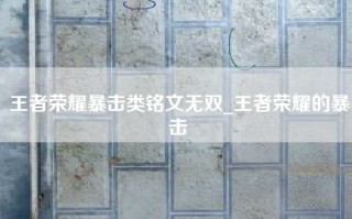 王者荣耀暴击类铭文无双_王者荣耀的暴击