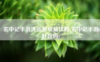 玄中记手游洗资质收益攻略(玄中记手游好玩吗)