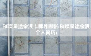 璀璨星途余浪卡牌养哪张(璀璨星途余浪个人简历)