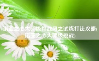 诺亚之心大师级挑战风之试炼打法攻略(诺亚之心大师级挑战)