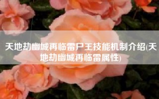天地劫幽城再临雷尸王技能机制介绍(天地劫幽城再临雷属性)