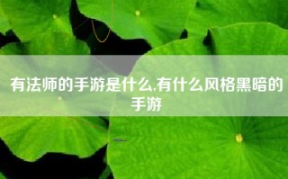 有法师的手游是什么,有什么风格黑暗的手游