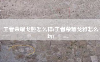 王者荣耀戈娅怎么样(王者荣耀戈雅怎么玩)