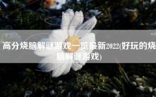 高分烧脑解谜游戏一览最新2022(好玩的烧脑解谜游戏)