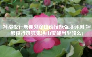 神都夜行录狐鬼涂山夜技能强度评测(神都夜行录狐鬼涂山夜能当坐骑么)