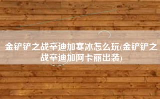 金铲铲之战辛迪加寒冰怎么玩(金铲铲之战辛迪加阿卡丽出装)