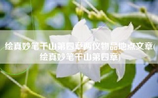 绘真妙笔千山第四章两仪物品地点文章(绘真妙笔千山第四章)