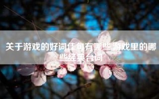 关于游戏的好词佳句有哪些,游戏里的哪些经典台词