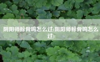 阴阳师鲸骨鸣怎么过(阴阳师鲸骨鸣怎么过)