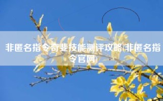 非匿名指令奇斐技能测评攻略(非匿名指令官网)
