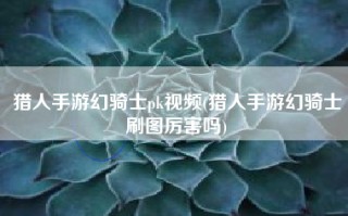 猎人手游幻骑士pk视频(猎人手游幻骑士刷图厉害吗)