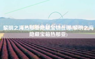 黎明之海热那亚隐藏宝物在哪(黎明之海隐藏宝箱热那亚)
